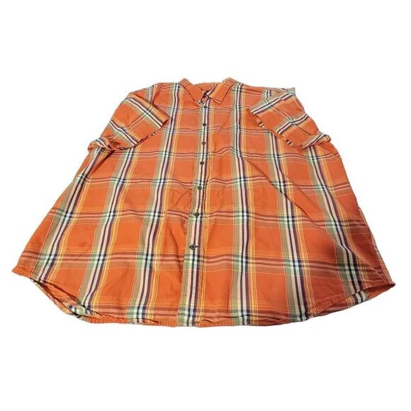 St. Johns Bay Orange Plaid Buttondown Shirt XXLT - Picture 1 of 3
